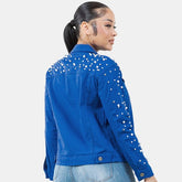 Women's Radiant Pearls Rhinestone Jacket Royal Blue | Zarnesh
