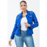 Women's Radiant Pearls Rhinestone Jacket Royal Blue | Zarnesh