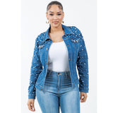 Women's Radiant Pearls Rhinestone Jean Jacket DD | Zarnesh