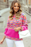 Women’s Rainbow Confetti Patchwork Knit Drop Shoulder Sweater | Zarnesh