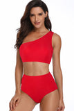 Women’s Solid Two Pieces One Shoulder High Cut Swimsuit | Zarnesh