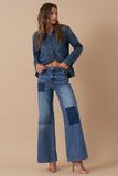 Women’s Relaxed Wide Leg High Waist Patchwork Jeans | Zarnesh