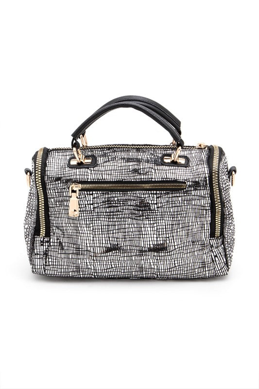 Women’s Rhinestone Metallic Two-Zipper Handbag | Zarnesh