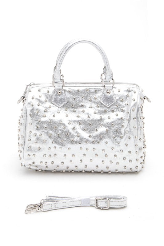 Women’s Rhinestone Studded Top Handle Boston Bag | Zarnesh