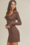 Women Ribbed Cowl Neckline with Collar Detailing Jeri Dress Zarnesh
