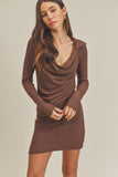 Women Ribbed Cowl Neckline with Collar Detailing Jeri Dress Zarnesh