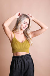 Women’s Ribbed Knit Brami Lounge Bralette Crop Top | Zarnesh