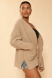 Women's Ribbed Knit Open Front Cardigan With Pockets | Zarnesh