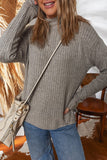 Women’s Ribbed Solid Knit Mock Neck Sweater Pullover Top | Zarnesh