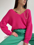 Women’s Ribbed V Neck Batwing Long Sleeve Sweater | Zarnesh