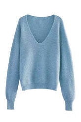 Women’s Ribbed V Neck Long Sleeve Sweater | Zarnesh