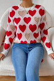 Women’s Round Neck Heart Shape Pearl Beads Sweater | Zarnesh