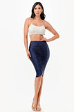 Women's Ruched knee Length Tricot Bodycon Midi Skirt | Zarnesh
