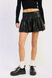 Women’s Ruffle Leather Flared Mini Skirt | Zarnesh