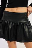 Women’s Ruffle Leather Flared Mini Skirt | Zarnesh