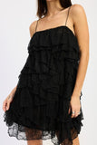 Women’s Ruffle Tiered Spaghetti Straps Lace Mini Dress | Zarnesh