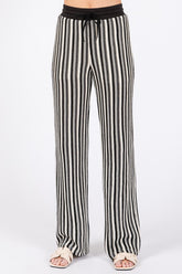Women See-Through Stripe Knit Pants | Zarnesh
