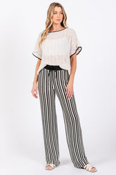 Women See-Through Stripe Knit Pants | Zarnesh