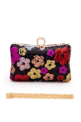 Women’s Sequins Flower Statement Box Clutch Bag | Zarnesh