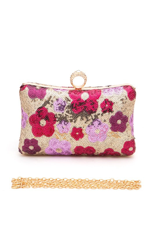 Women’s Sequins Flower Statement Box Clutch Bag | Zarnesh