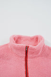 Women’s Sherpa Faux Leather Fleece Half Zip Pocketed Sweatshirt | Zarnesh