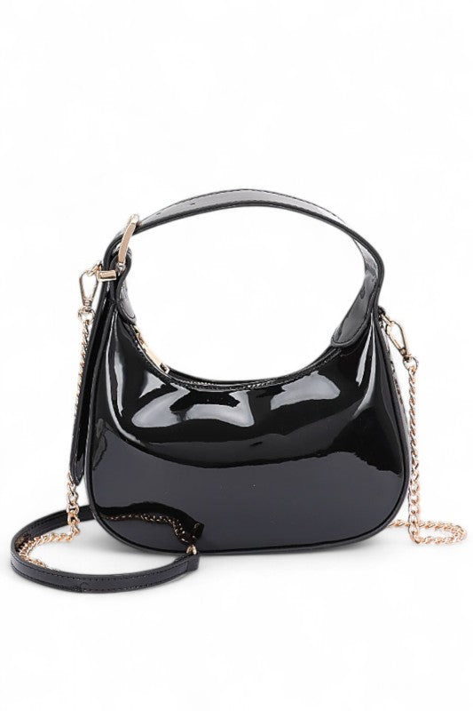 Women's Shiny Patent Faux Leather Top Handle Swing Bag | Zarnesh