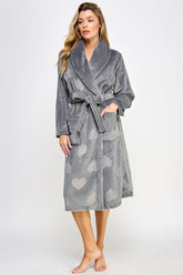 Women’s Beverly Heart Print Plush Robe | Zarnesh