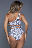 Women’s Snake Print S2114 One Shoulder Two-Piece Swimsuit | Zarnesh