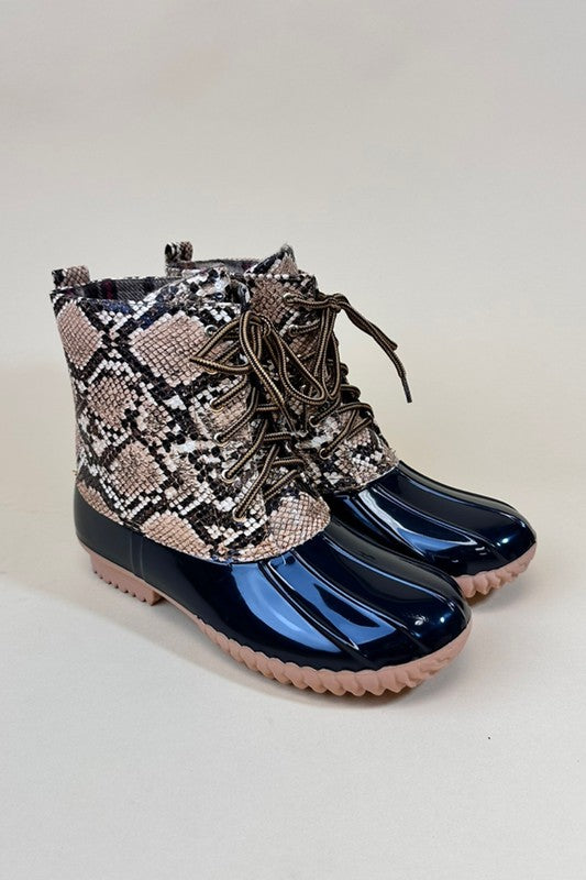 Women's Snake Print Lace Up Winter Snow Boots | Zarnesh