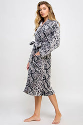 Women’s Snakeskin Print Plush Belted Payton Bathrobe | Zarnesh