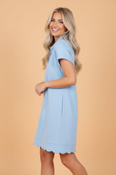 Women’s Snap Button Scallop Solid Polo Mini Dress | Zarnesh