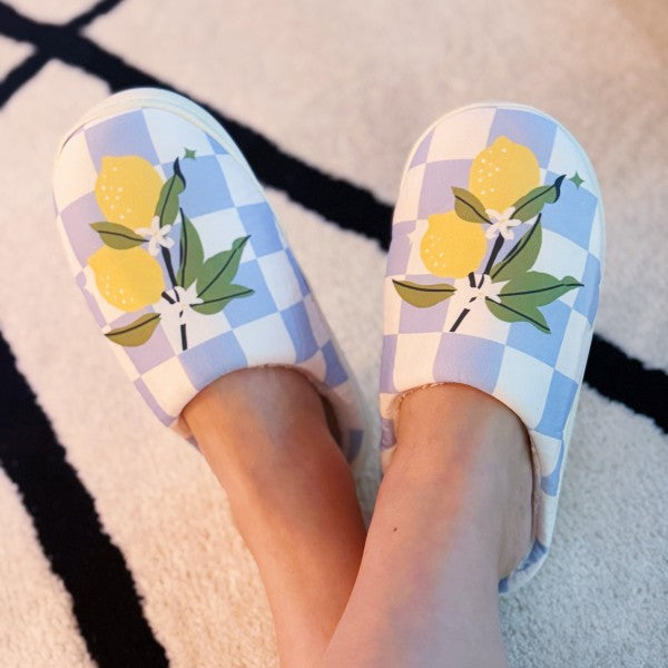 Women’s Soft Lemon Drop Gingham Lounge Slippers | Zarnesh