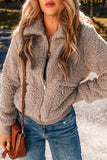 Women’s Solid Fuzzy Zip-Up Pocketed Faux Fur Jacket | Zarnesh