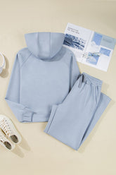 Women’s Solid Half-Zip Hoodie and Jogger Set Activewear | Zarnesh