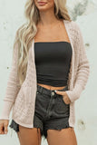 Women’s Solid Hollow Knit Open-Front Cardigan | Zarnesh