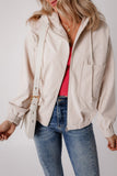 Women’s Solid Hooded Corduroy Zip-Up Jacket | Zarnesh