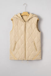 Women’s Solid Lined Fleece Quilted Hooded Jacket Vest | Zarnesh