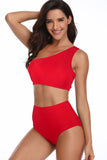 Women’s Solid Two Pieces One Shoulder High Cut Swimsuit | Zarnesh