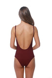 Women's Solid Ribbed Snap Button One Piece Swimsuit | Zarnesh