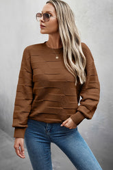 Women’s Solid Round Neck Knit Loose Long Sleeves Sweater | Zarnesh