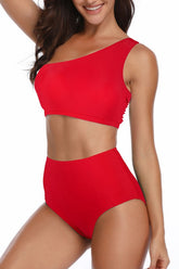 Women’s Solid Two Pieces One Shoulder High Cut Swimsuit | Zarnesh
