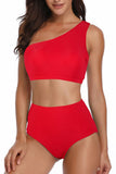 Women’s Solid Two Pieces One Shoulder High Cut Swimsuit | Zarnesh