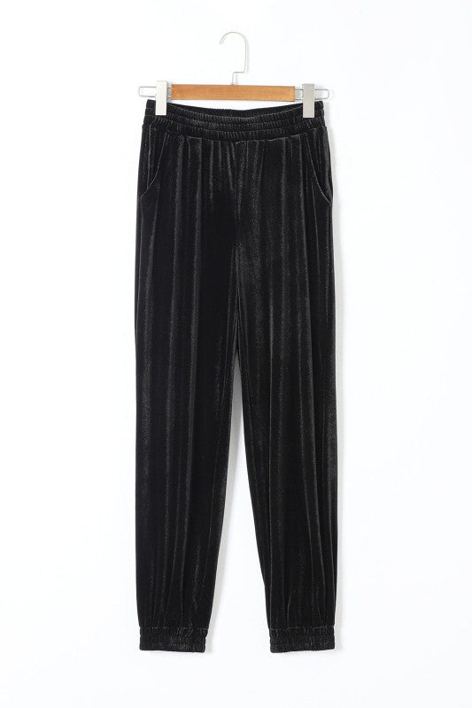 Women’s Solid Velvet with Elastic Waist Jogger Pants | Zarnesh