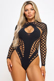 Women’s Soraya Fishnet Fishnet Long Sleeve Bodysuit | Zarnesh