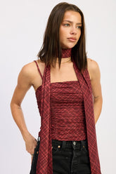 Women’s Spaghetti Strap Back-Zipper Top with Scarf | Zarnesh