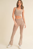 Women Stone Washed Ribbed Matching Yoga Set | Zarnesh