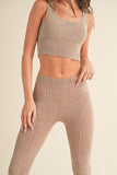 Women Stone Washed Ribbed Matching Yoga Set | Zarnesh