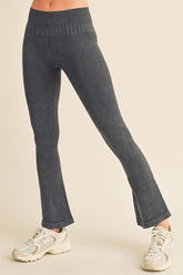 Women Stone Washed Ribbed Yoga Pants | Zarnesh
