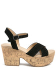 Women's Ulla High Heeled Block Sandal in Black | Zarnesh