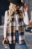 Women’s Straw Yellow Retro Plaid Button up Collared Vest | Zarnesh